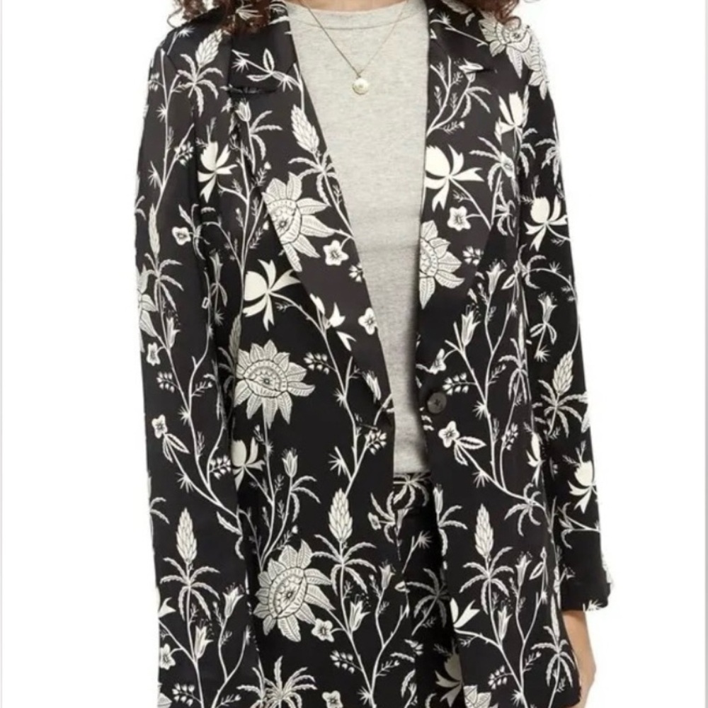Scotch & Soda Black and White Floral Blazer
